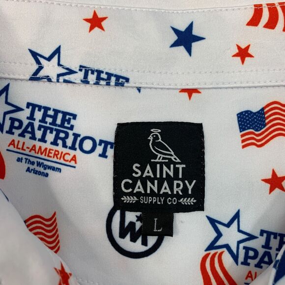 Saint Canary Polo Shirt Mens L Large USA Flag The Patriot All America Wigwam AZ - Picture 4 of 10